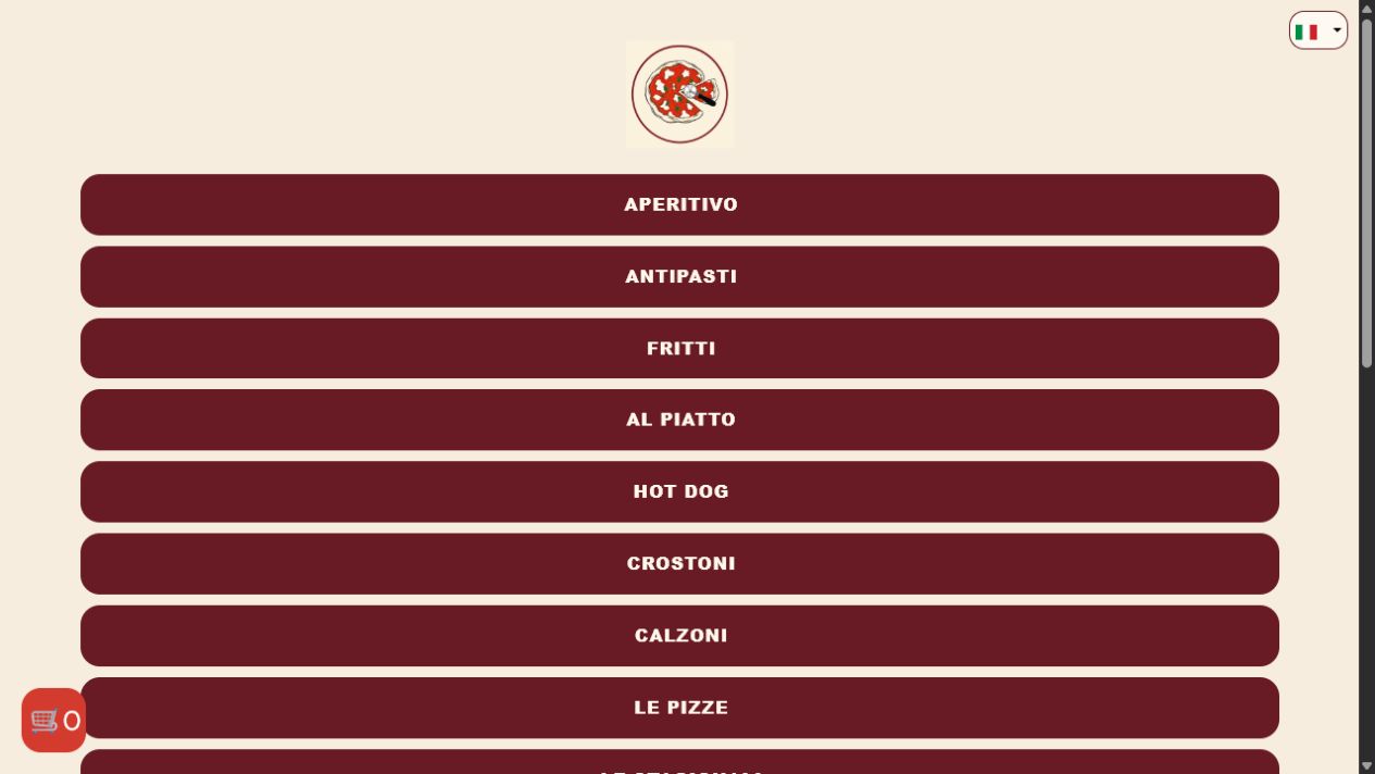 Schermata reale del menu La Rotella con le categorie disponibili